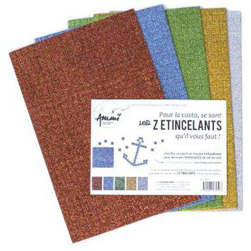 Illustration de : Paquet de 5 feuilles mosaïques A4 assorties