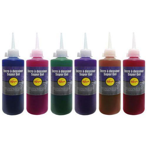 Lot de 6 flacons 200 ml encre à dessiner gel Pichon couleurs assorties thumbnail image 1