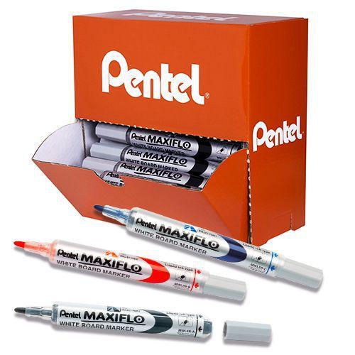 Illustration de : Pack 36 marqueurs maxiflo pointe ogive - Pentel
