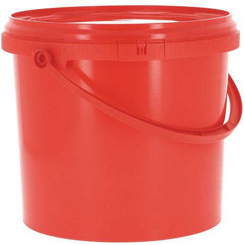 Lot de 10 Seau plastique rond avec couvercle rouge - 5L thumbnail image 1