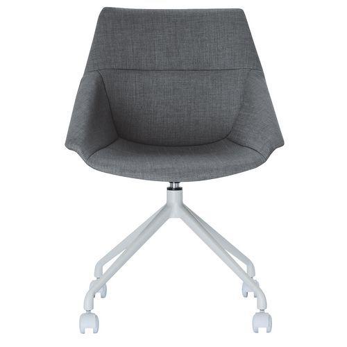 Lot de  2 Chaises Luigi pied Blanc assise tissu polyester Anthracite thumbnail image 1