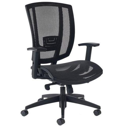 Fauteuil AVRO dos et assise résille Noir avec accoudoirs réglables thumbnail image 1