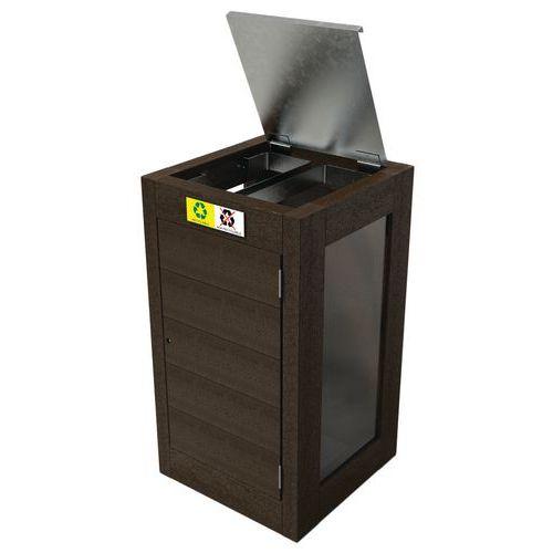 Poubelle Canopée vigipirate tri 2x60 L trappe - plein et plexi -marron thumbnail image 1