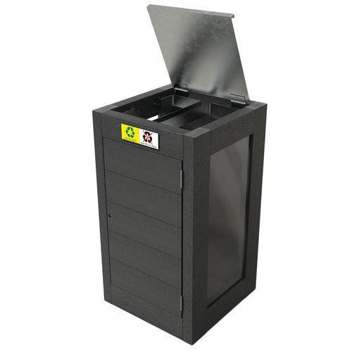 Poubelle Canopée vigipirate tri 2x60 L trappe - plein et plexi - gris thumbnail image 1