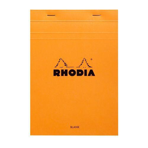 Bloc agrafé orange 80 feuilles unies blanches - Rhodia thumbnail image 1