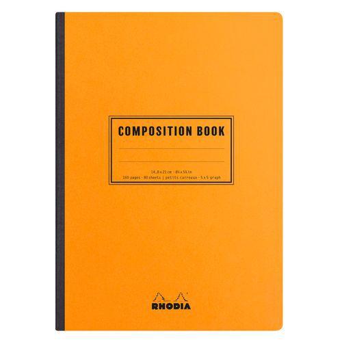 Carnet dos toilé composition book orange A5 5x5 160 pages thumbnail image 1