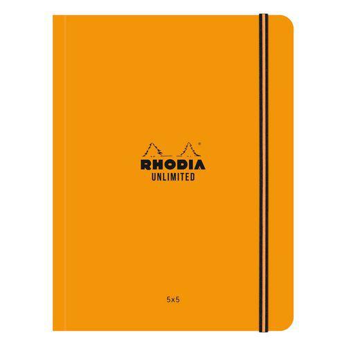 Carnet souple élastique orange A5+ 16x21 cm 5x5 avec cadre thumbnail image 1