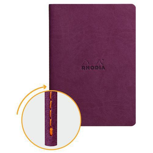 Cahier rhodiarama piqûre textile violet A5 64 pages dot thumbnail image 1