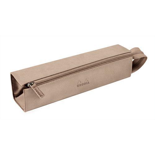 Trousse plumier beige simili cuir italien 23x5x5 cm thumbnail image 1