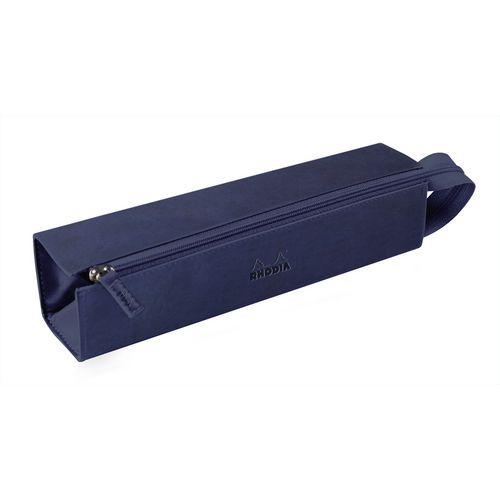 Trousse plumier bleu nuit simili cuir italien 23x5x5 cm thumbnail image 1