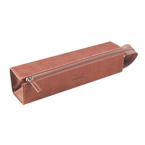 Trousse plumier bois de rose simili cuir italien 23x5x5 cm thumbnail image 1