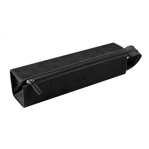 Trousse plumier noir simili cuir italien 23x5x5 cm thumbnail image 1