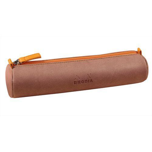 Trousse ronde bois de rose simili cuir italien 5x21,5 cm thumbnail image 1