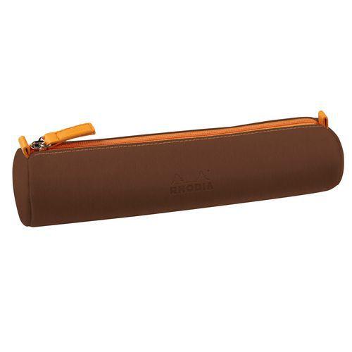 Trousse ronde bronze simili cuir italien 5x21,5 cm thumbnail image 1