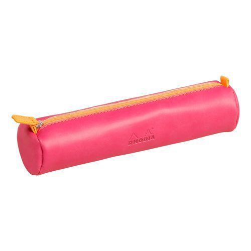 Trousse ronde framboise simili cuir italien 5x21,5 cm thumbnail image 1