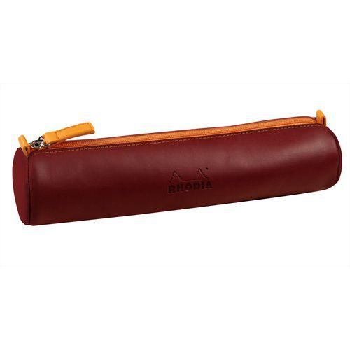 Trousse ronde lie de vin simili cuir italien 5x21,5 cm thumbnail image 1