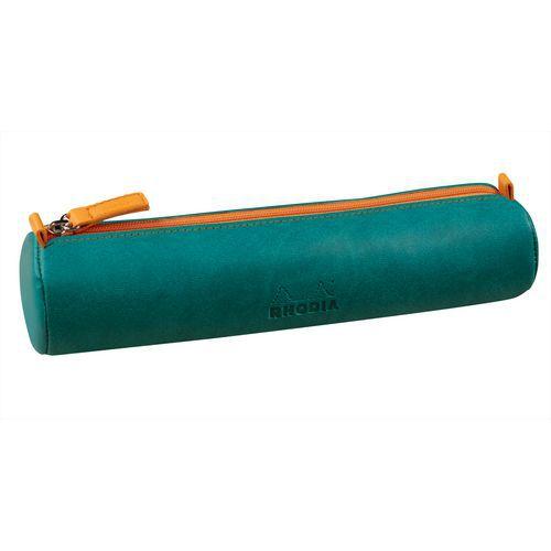Trousse ronde paon simili cuir italien 5x21,5 cm thumbnail image 1
