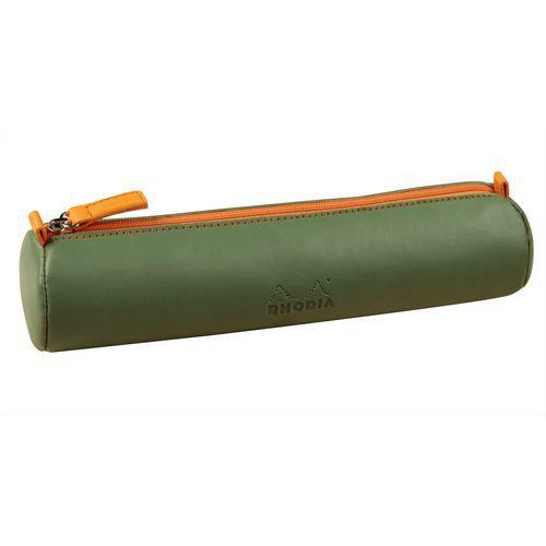 Trousse ronde sauge simili cuir italien 5x21,5 cm thumbnail image 1