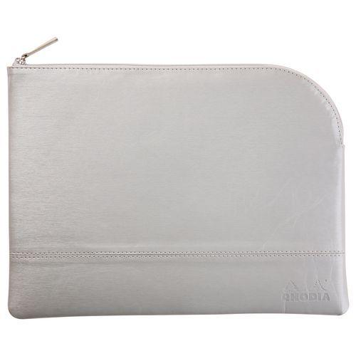 Pochette zippée en simili cuir italien taille L argent thumbnail image 1