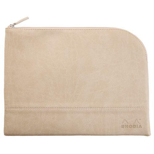 Pochette zippée en simili cuir italien taille L beige thumbnail image 1