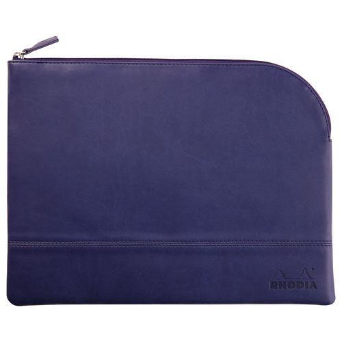 Pochette zippée en simili cuir italien taille L bleu nuit thumbnail image 1