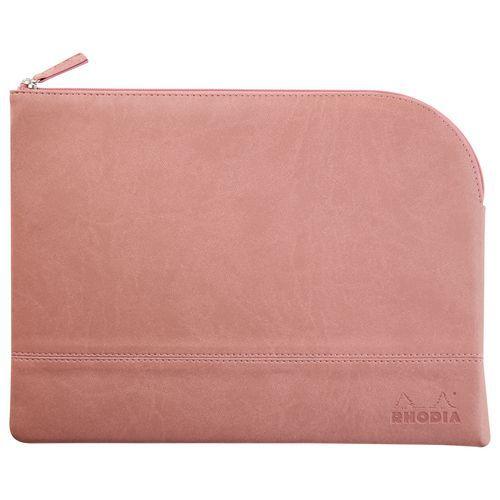 Pochette zippée en simili cuir italien taille L bois de rose thumbnail image 1