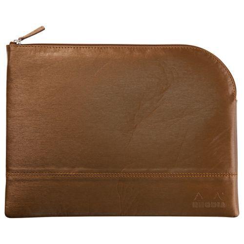 Pochette zippée en simili cuir italien taille L bronze thumbnail image 1