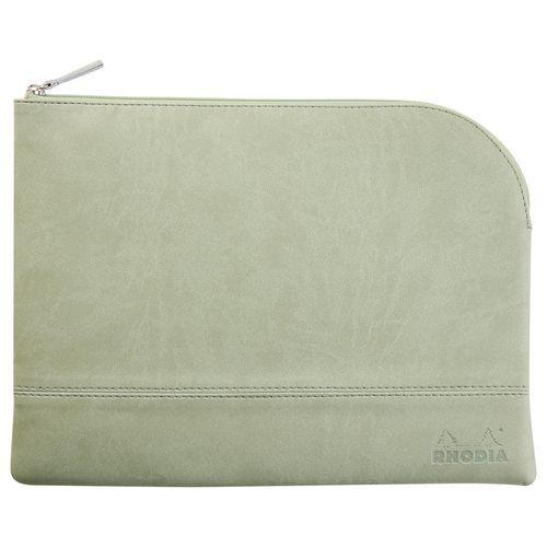 Pochette zippée en simili cuir italien taille L céladon thumbnail image 1