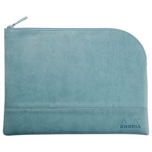 Pochette zippée en simili cuir italien taille L couleur eau thumbnail image 1