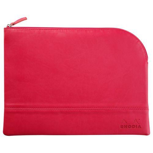 Pochette zippée en simili cuir italien taille L framboise thumbnail image 1