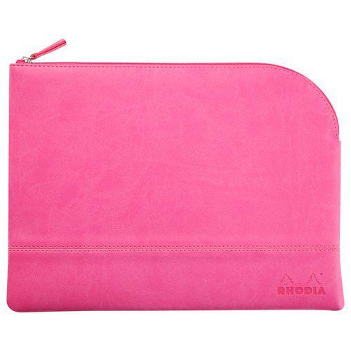 Pochette zippée en simili cuir italien taille L fuchsia thumbnail image 1