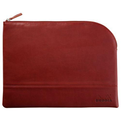 Pochette zippée en simili cuir italien taille L lie de vin thumbnail image 1