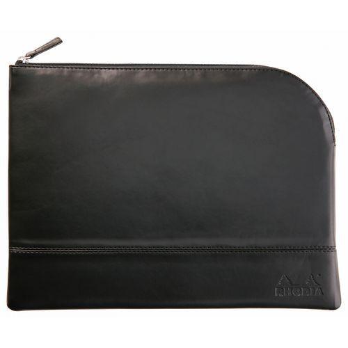 Pochette zippée en simili cuir italien taille L noir thumbnail image 1