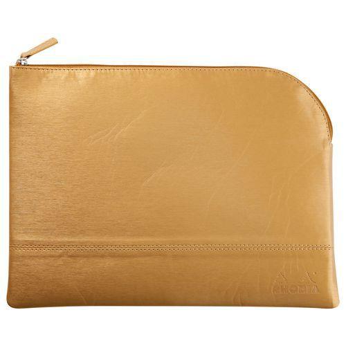 Pochette zippée en simili cuir italien taille L or thumbnail image 1