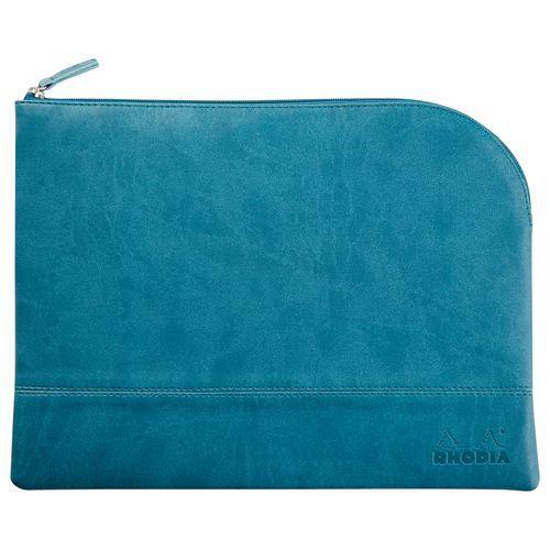 Pochette zippée en simili cuir italien taille L paon thumbnail image 1