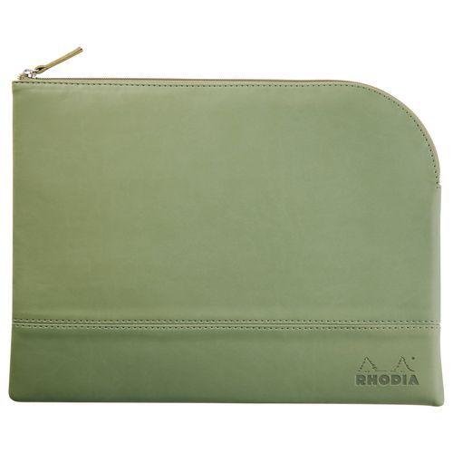 Pochette zippée en simili cuir italien taille L sauge thumbnail image 1