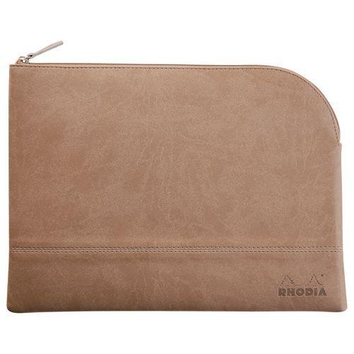 Pochette zippée en simili cuir italien taille L taupe thumbnail image 1