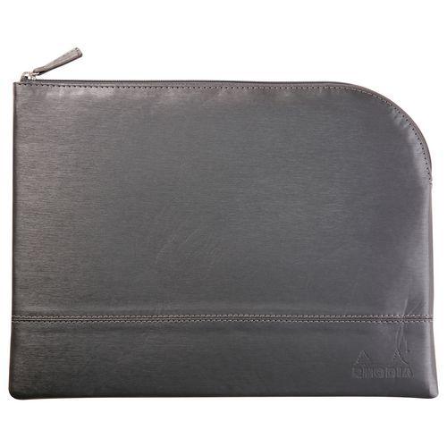 Pochette zippée en simili cuir italien taille L titane thumbnail image 1