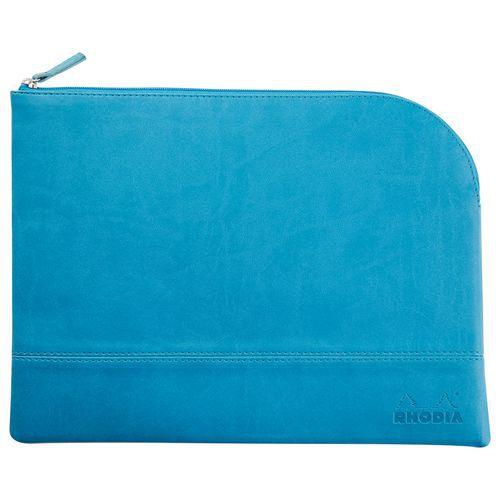 Pochette zippée en simili cuir italien taille L turquoise thumbnail image 1
