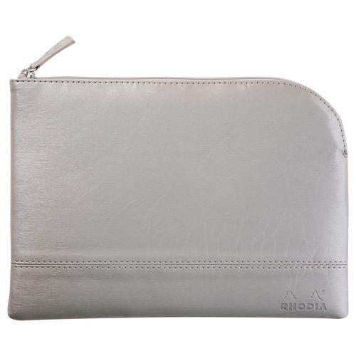 Pochette zippée en simili cuir italien taille M argent thumbnail image 1