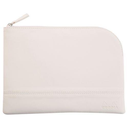 Pochette zippée en simili cuir italien taille M blanc thumbnail image 1