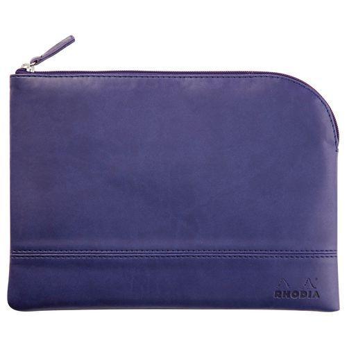 Pochette zippée en simili cuir italien taille M bleu de nuit thumbnail image 1