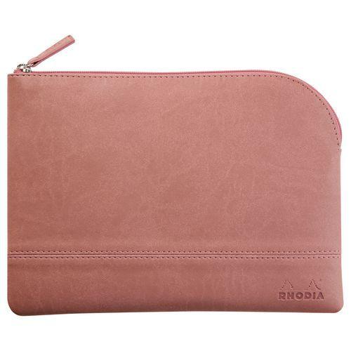 Pochette zippée en simili cuir italien taille M bois de rose thumbnail image 1