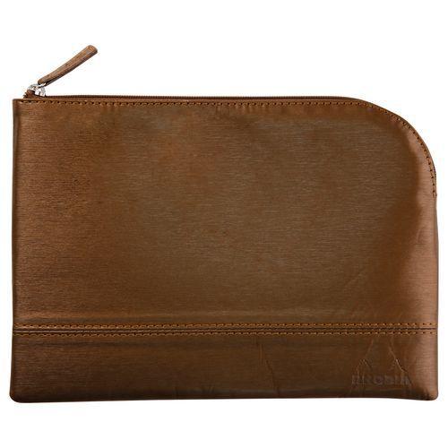 Pochette zippée en simili cuir italien taille M bronze thumbnail image 1