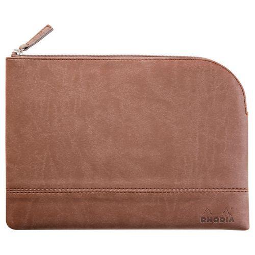 Pochette zippée en simili cuir italien taille M chocolat thumbnail image 1
