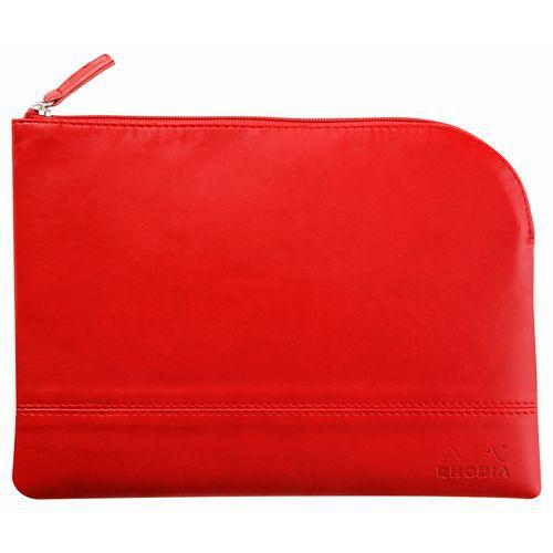 Pochette zippée en simili cuir italien taille M coquelicot thumbnail image 1