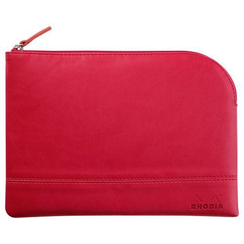 Pochette zippée en simili cuir italien taille M framboise thumbnail image 1