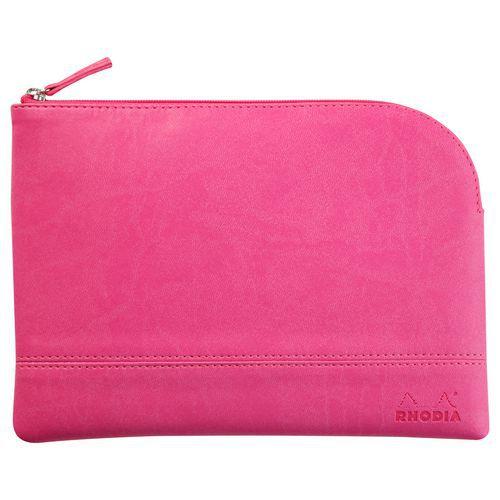 Pochette zippée en simili cuir italien taille M fuchsia thumbnail image 1