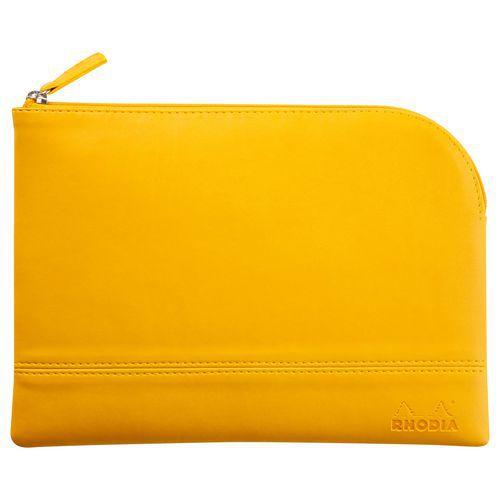 Pochette zippée en simili cuir italien taille M jonquille thumbnail image 1