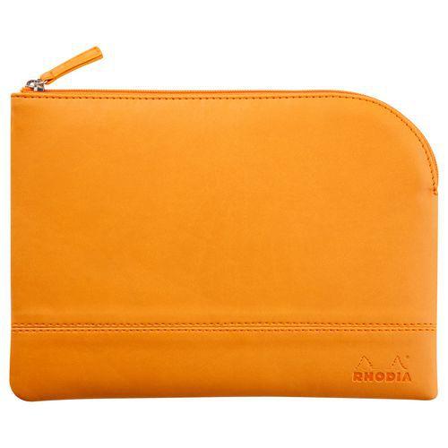 Pochette zippée en simili cuir italien taille M orange thumbnail image 1